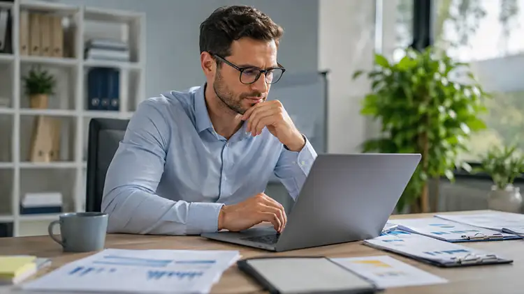 Professionnel consultant une liste de délégataires CEE et comparant plusieurs entreprises